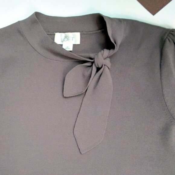 Vintage Brown High Neck Short Sleeve Pullover Sweater With Bow Detail Sz M - Picture 8 of 8
